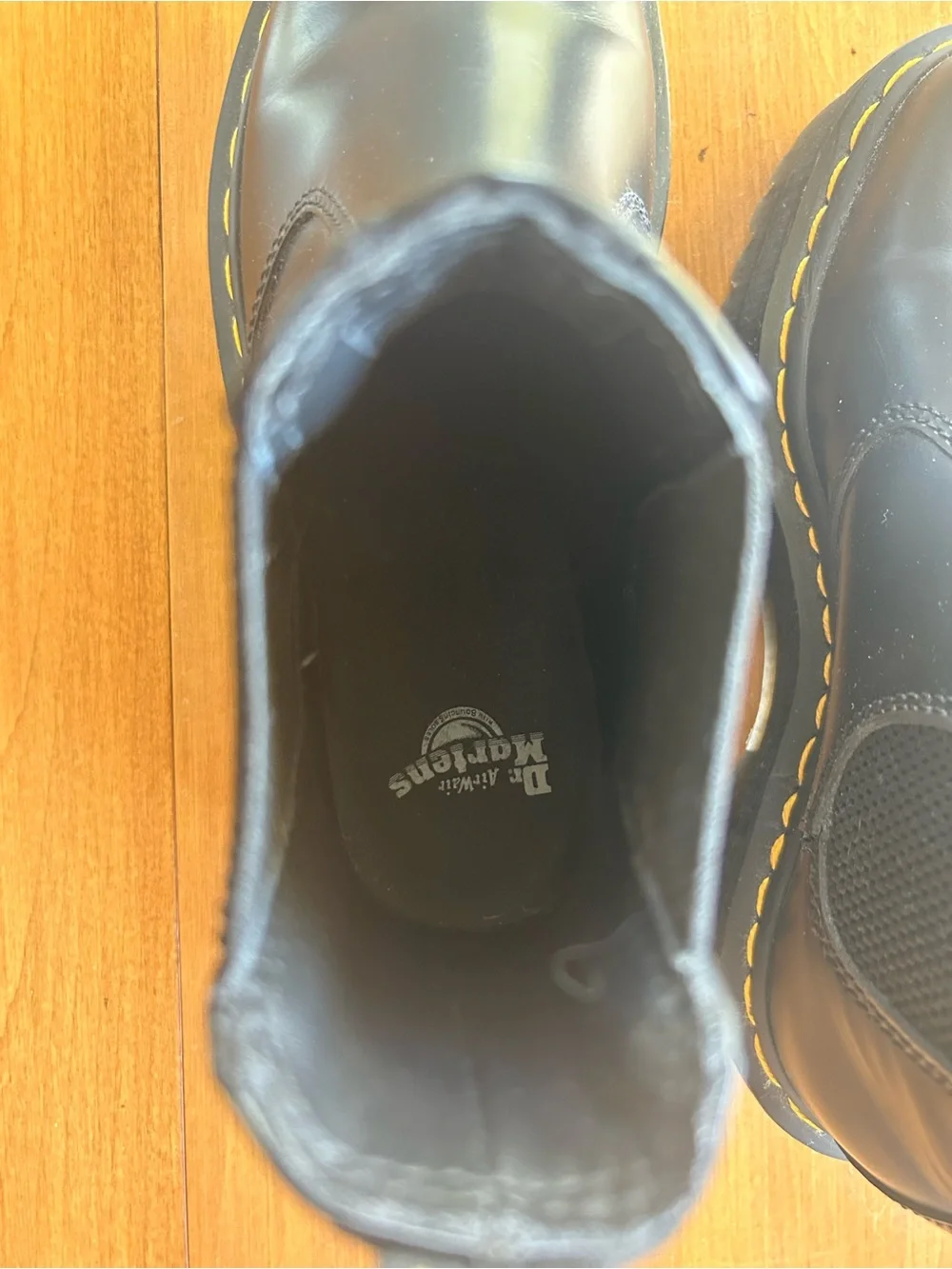 Dr. Martens Black Chelsea Platform Boots with Yellow Stitching